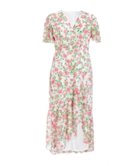 Quiz Womens Curve Pink Floral Wrap Maxi Dress – Size 22 UK
