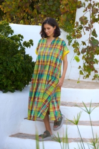 Sahara Multicoloured Ikat Check Dress
