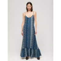 Superdry  Shirbori Blue Maxi Beach Cami Dress