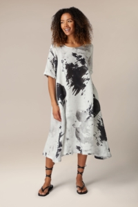 Thanny Splash Print Linen Dress