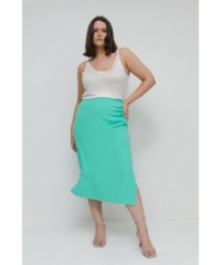 Warehouse Womens Plus Size Ruched Side Skirt – Green – Size 22 UK