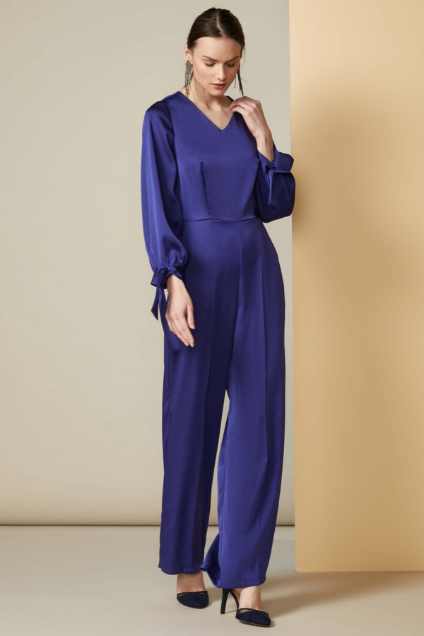 Closet London Midnight Blue Puff Sleeve Jumpsuit