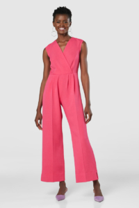 Closet London Pink Wrap Wide Leg Jumpsuit