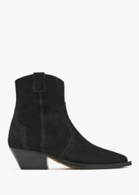 ALPE Addax Black Suede Western Ankle Boots Size: 38, Colour: Black Sue