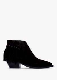 ALPE Ajax Black Suede Fringed Western Stacked Heel Ankle Boots Size: 4