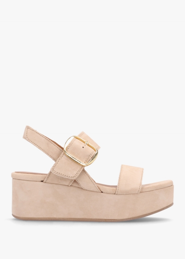 ALPE Altona Beige Suede Flatform Sandals Colour: Beige Suede