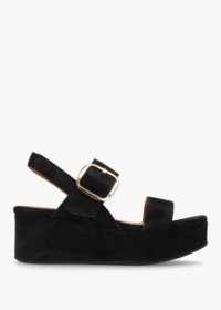 ALPE Altona Black Suede Flatform Sandals Size: 35, Colour: Black Suede