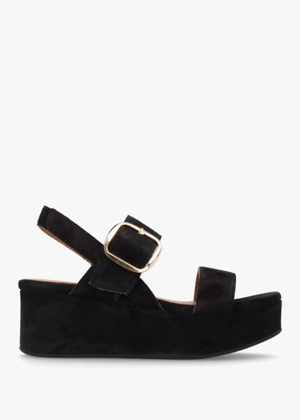 ALPE Altona Black Suede Flatform Sandals Size: 35