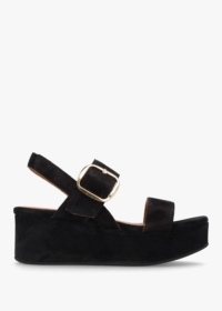 ALPE Altona Black Suede Flatform Sandals Size: 36, Colour: Black Suede