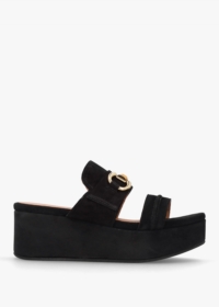 ALPE Antibes Black Suede Flatform Mules Size: 36, Colour: Black Suede