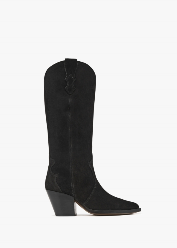 ALPE Aquatic Black Suede Western Knee Boots Size: 36