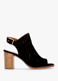 ALPE Arona Black Suede Laser Cut Block Heel Sandals Size: 41, Colour: