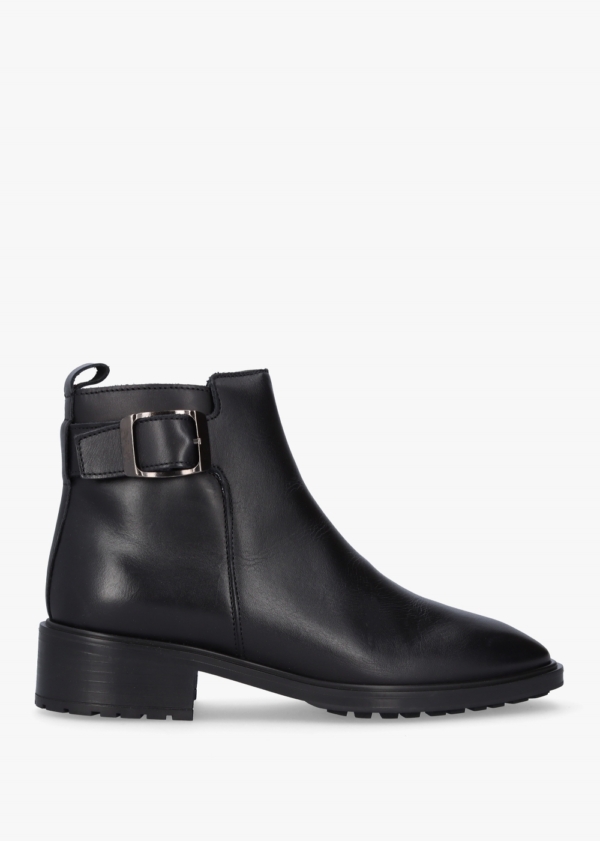 ALPE Drew Black Leather Ankle Boots Colour: Black Leather