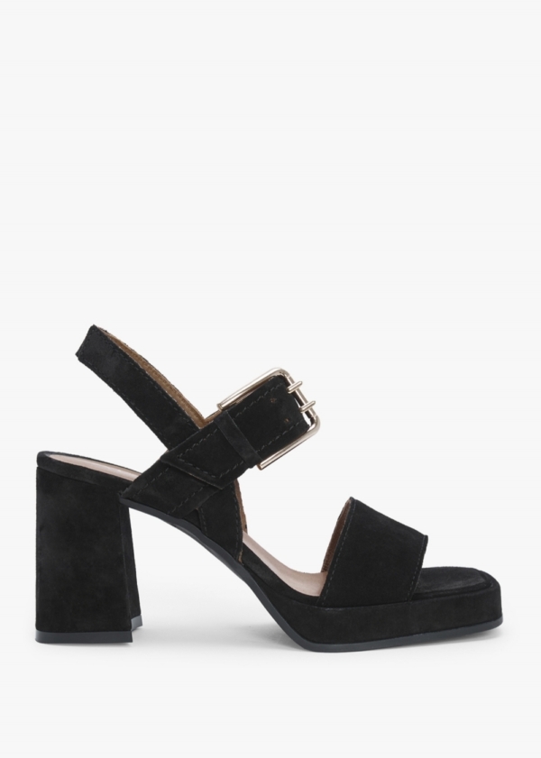 ALPE Fresno Black Suede Block Heel Sandals Size: 40