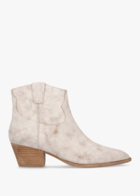 ASH Fame Beige White Leather Western Ankle Boots Size: 41, Colour: Whi