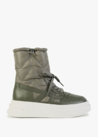 ASH Indigo Leaf Puffy Quilted Trainer Boots Size: 38, Colour: Khaki Fa