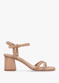 ASH Jody Bis Skin Leather Studded Block Heel Sandals Colour: Beige Lea