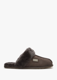 AUSTRALIA LUXE Brown Double-Face Sheepskin Closed Mule Slippers Size: