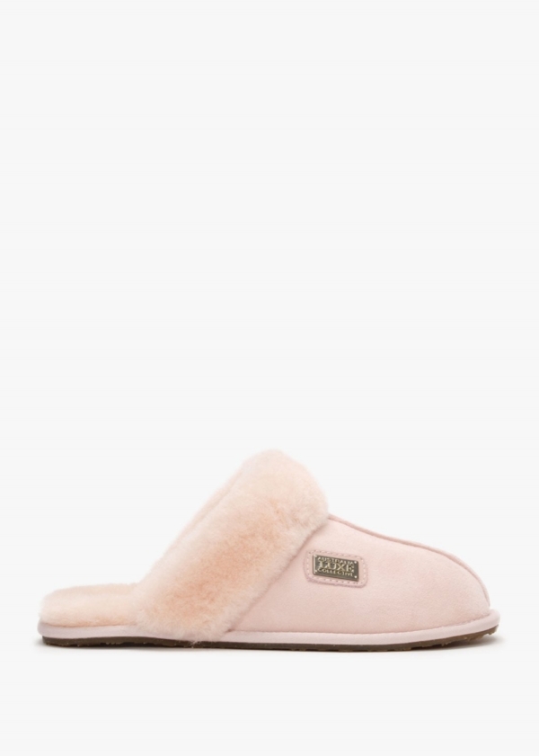 AUSTRALIA LUXE Pink Double-Face Sheepskin Closed Mule Slippers Size: X