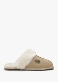 AUSTRALIA LUXE Sand Double-Face Sheepskin Closed Mule Slippers Size: X