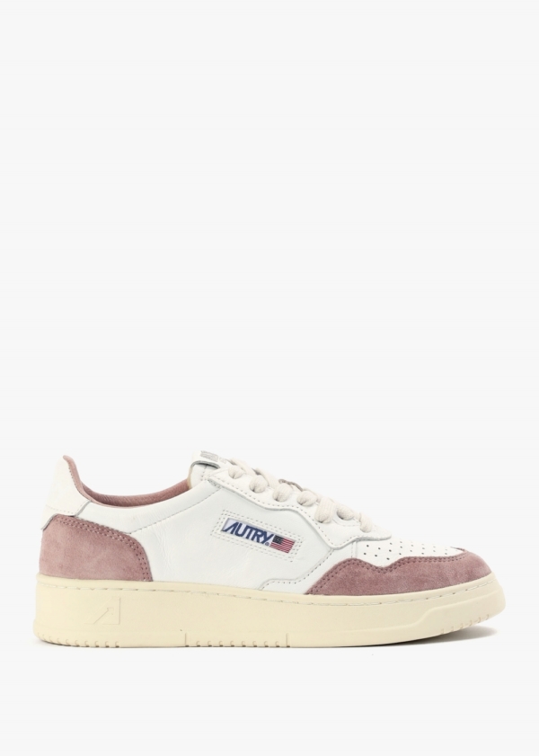 AUTRY Medalist Low White Goatskin & Pink Suede Trainers Colour: Ndl