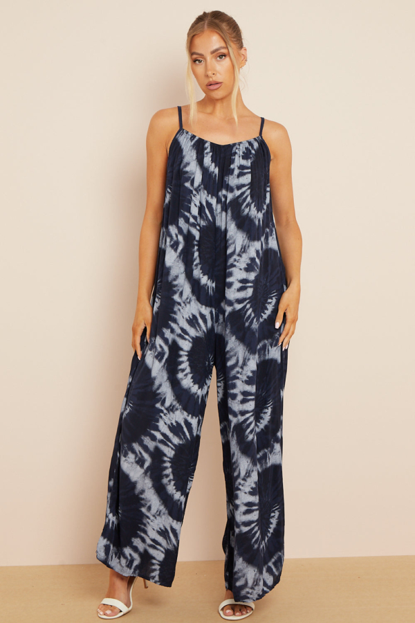 Aftershock London Navy Tie-Dye Strappy Jumpsuit