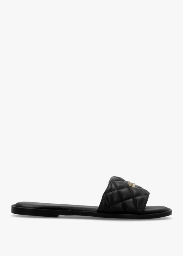 BARBOUR INTERNATIONAL Kinghorn Black Leather Sliders Colour: Black Lea