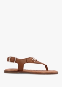 BARBOUR Vivienne Cognac Leather Toe Post Sandals Size: 39, Colour: Tan