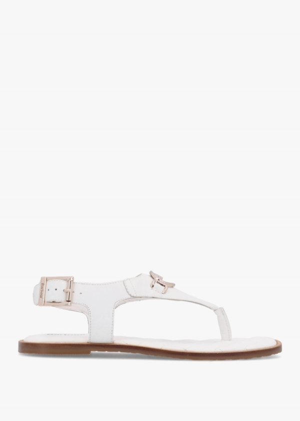 BARBOUR Vivienne White Leather Toe Post Sandals Size: 39