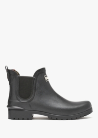 BARBOUR Wilton Black Rubber Welly Boots Size: 3, Colour: Black Patent