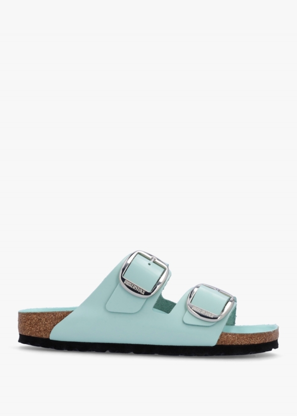 BIRKENSTOCK Arizona Big Buckle High Shine Surf Green Two Bar Mules Siz