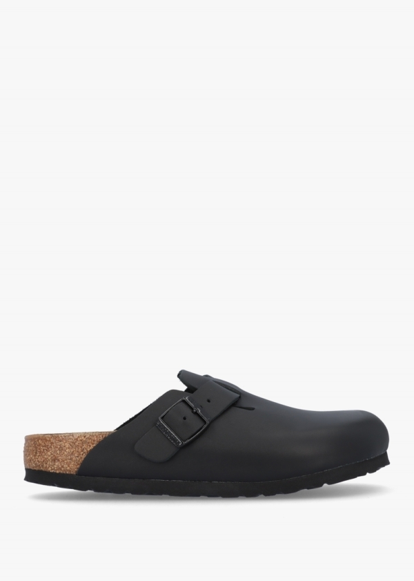 BIRKENSTOCK Boston Black Natural Leather Clogs Colour: Black Leather