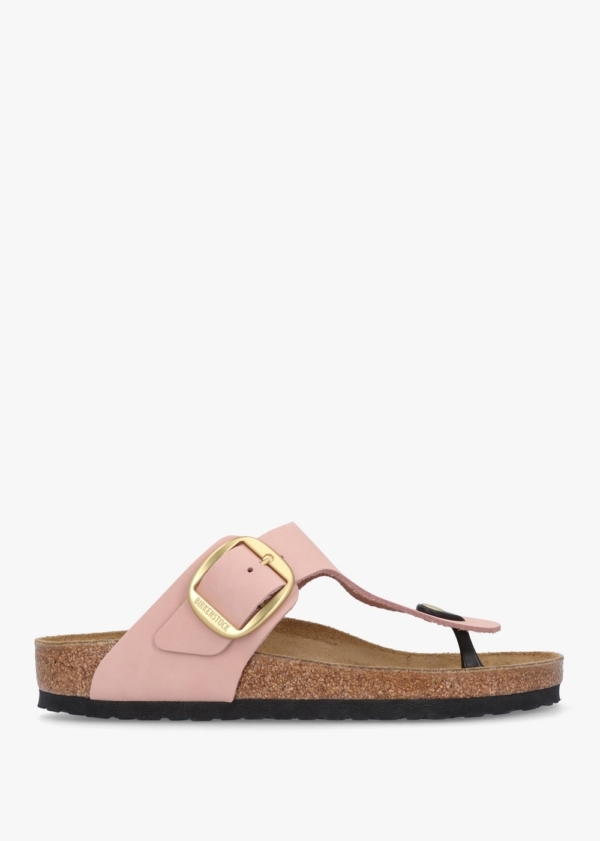 BIRKENSTOCK Gizeh Big Buckle Soft Pink Nubuck Leather Toe Post Sandals