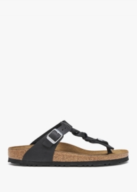 BIRKENSTOCK Gizeh Braided Black Oiled Leather Toe Post Sandals Colour: