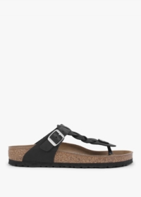 BIRKENSTOCK Gizeh Braided Black Oiled Leather Toe Post Sandals Colour: