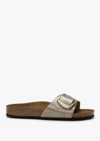 BIRKENSTOCK Madrid Big Buckle Graceful Taupe Birko-Flor Mules Colour: