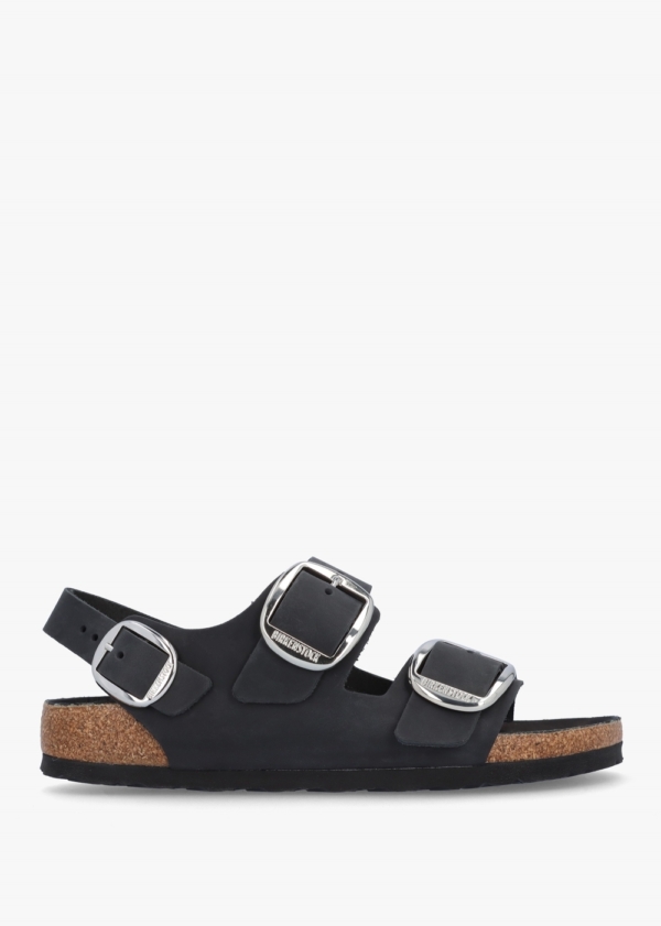 BIRKENSTOCK Milano Big Buckle Black Natural Oiled Leather Sandals Colo