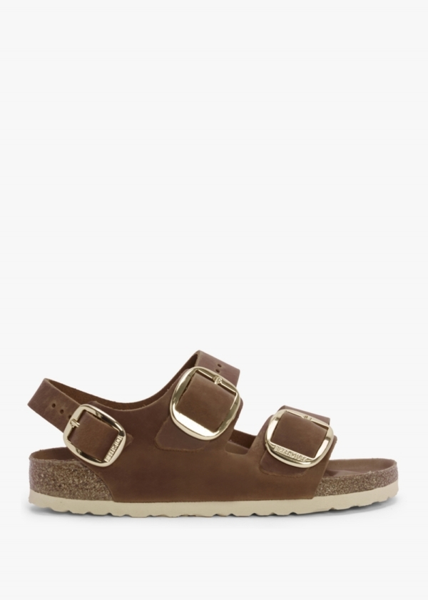 BIRKENSTOCK Milano Big Buckle Cognac Natural Oiled Leather Sandals Siz