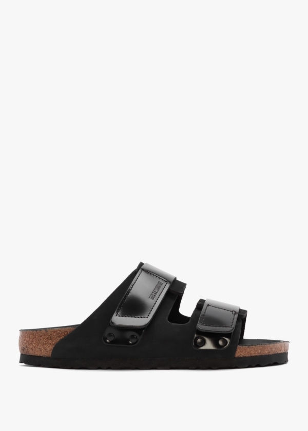 BIRKENSTOCK Uji Black Nubuck Leather Two Bar Mules Colour: Black Leath