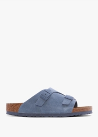 BIRKENSTOCK Zurich Elemental Blue Suede Leather Mules Size: 39, Colour