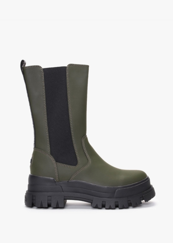 BUFFALO Aspha CLF Vegan Khaki Hi Rain Chelsea Boots Colour: Khe