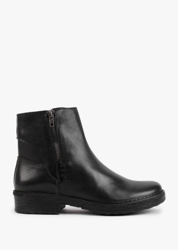 Black Leather Ankle Boots Colour: Black Leather