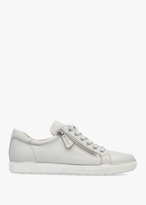 CAPRICE Grey Leather Side Zip Trainers Size: 7.5