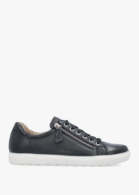 CAPRICE Navy Leather Side Zip Trainers Size: 3.5, Colour: Navy Leather