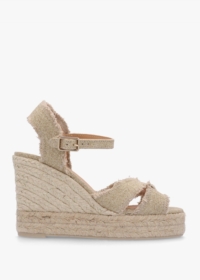 CASTANER Bromella Gold Wedge Espadrilles Size: 37, Colour: Gold Fabric