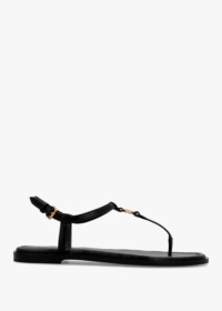 COACH Jessica Black Leather Toe Post Sandals Size: 8, Colour: Black Le