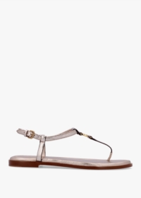 COACH Jessica Champagne Leather Toe Post Sandals Size: 8, Colour: Gold