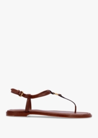COACH Jessica Saddle Leather Toe Post Sandals Size: 8, Colour: Tan Lea