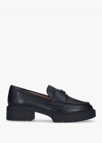 COACH Leah Black Leather Chunky Loafers Size: 3, Colour: Black Leather