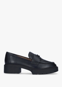 COACH Leah Black Leather Chunky Loafers Size: 7, Colour: Black Leather